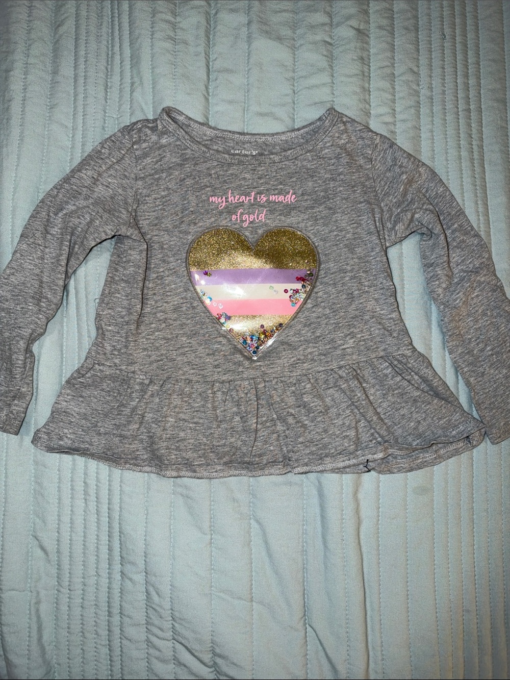 3D Moving Confetti Heart Shirt “My heart is made of gold”